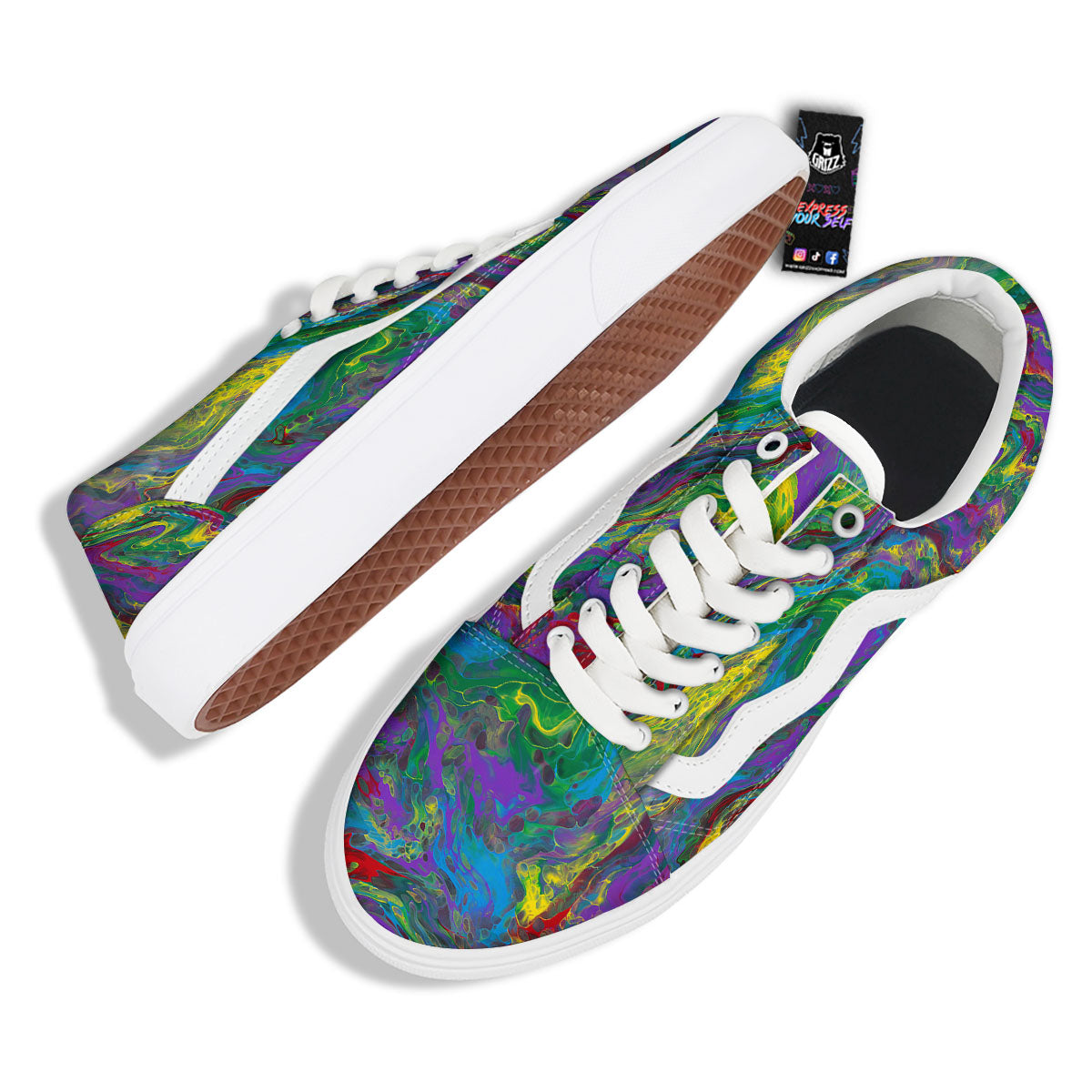 Psychedelic Abstract Print Skate Shoes-grizzshop
