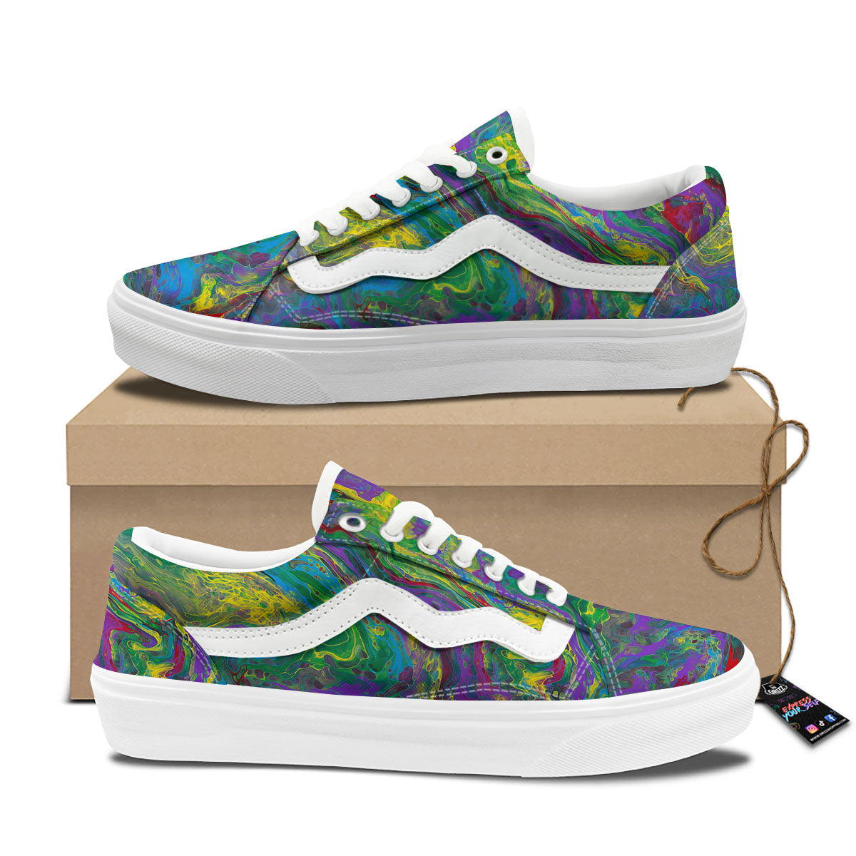 Psychedelic Abstract Print Skate Shoes-grizzshop