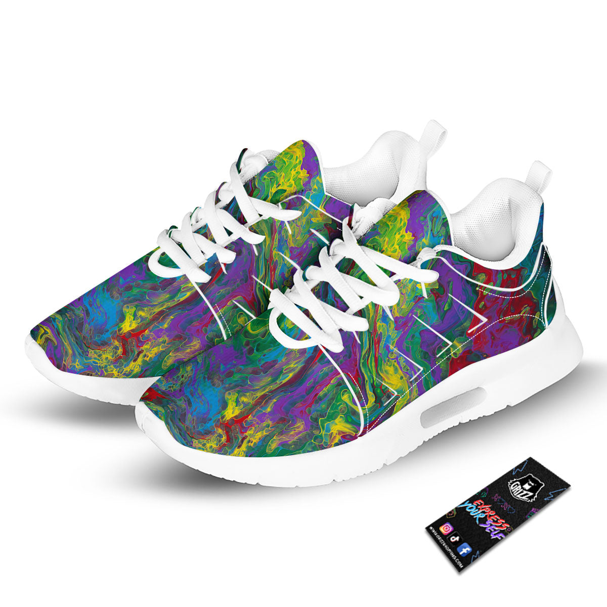 Psychedelic Abstract Print Tennis Shoes-grizzshop