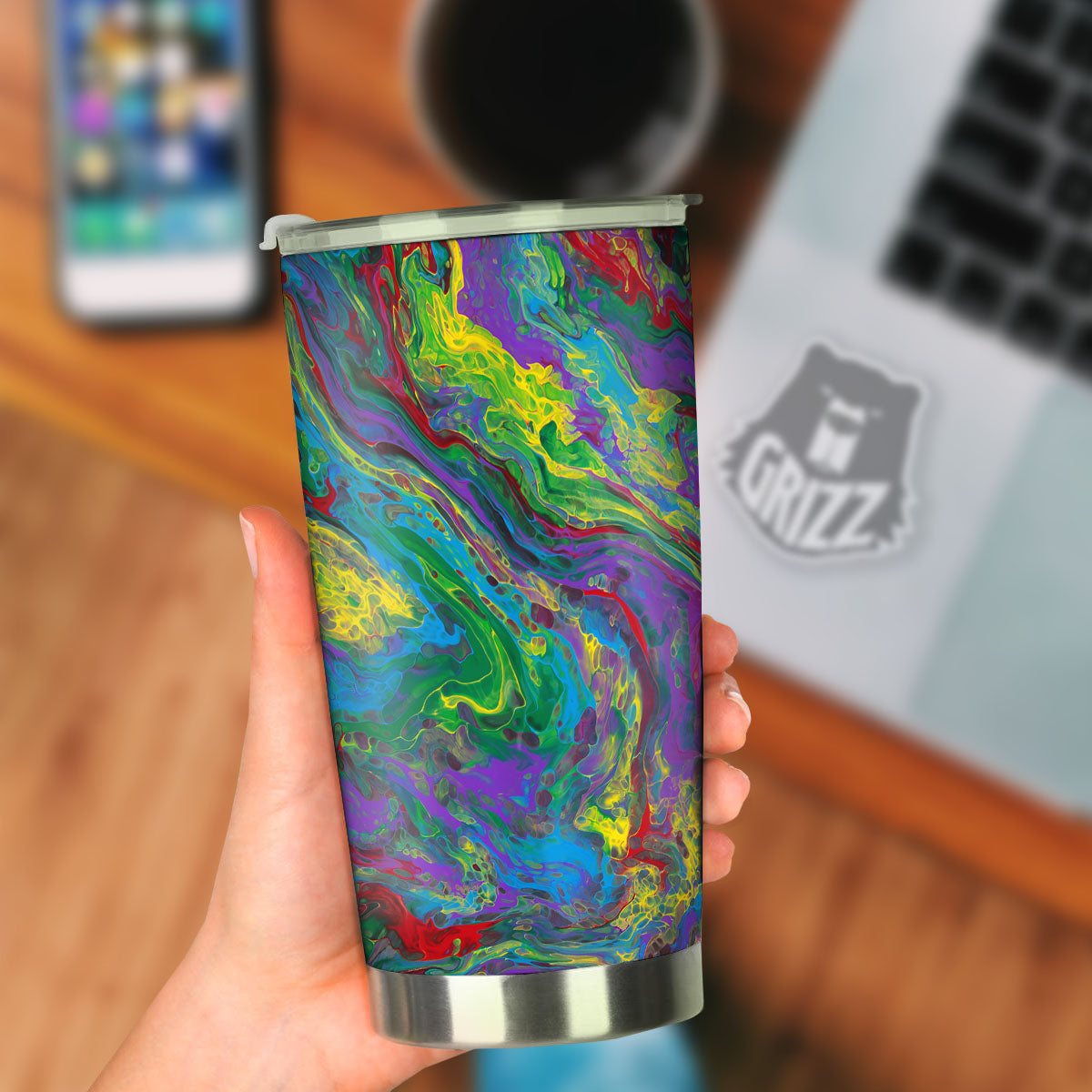 Psychedelic Abstract Print Tumbler-grizzshop