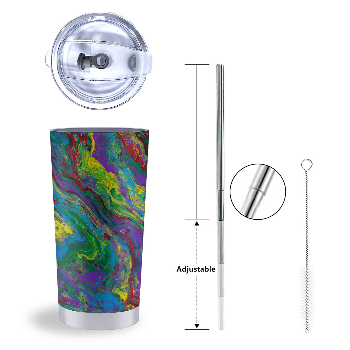 Psychedelic Abstract Print Tumbler-grizzshop
