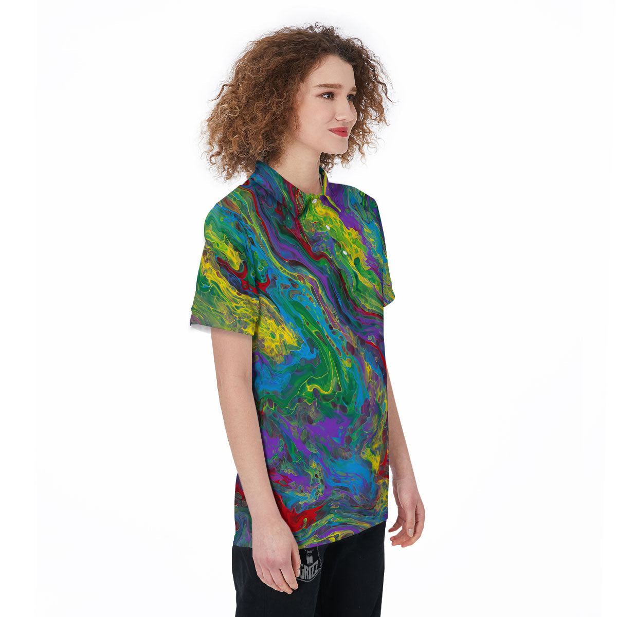 Psychedelic Abstract Print Women's Golf Shirts-grizzshop