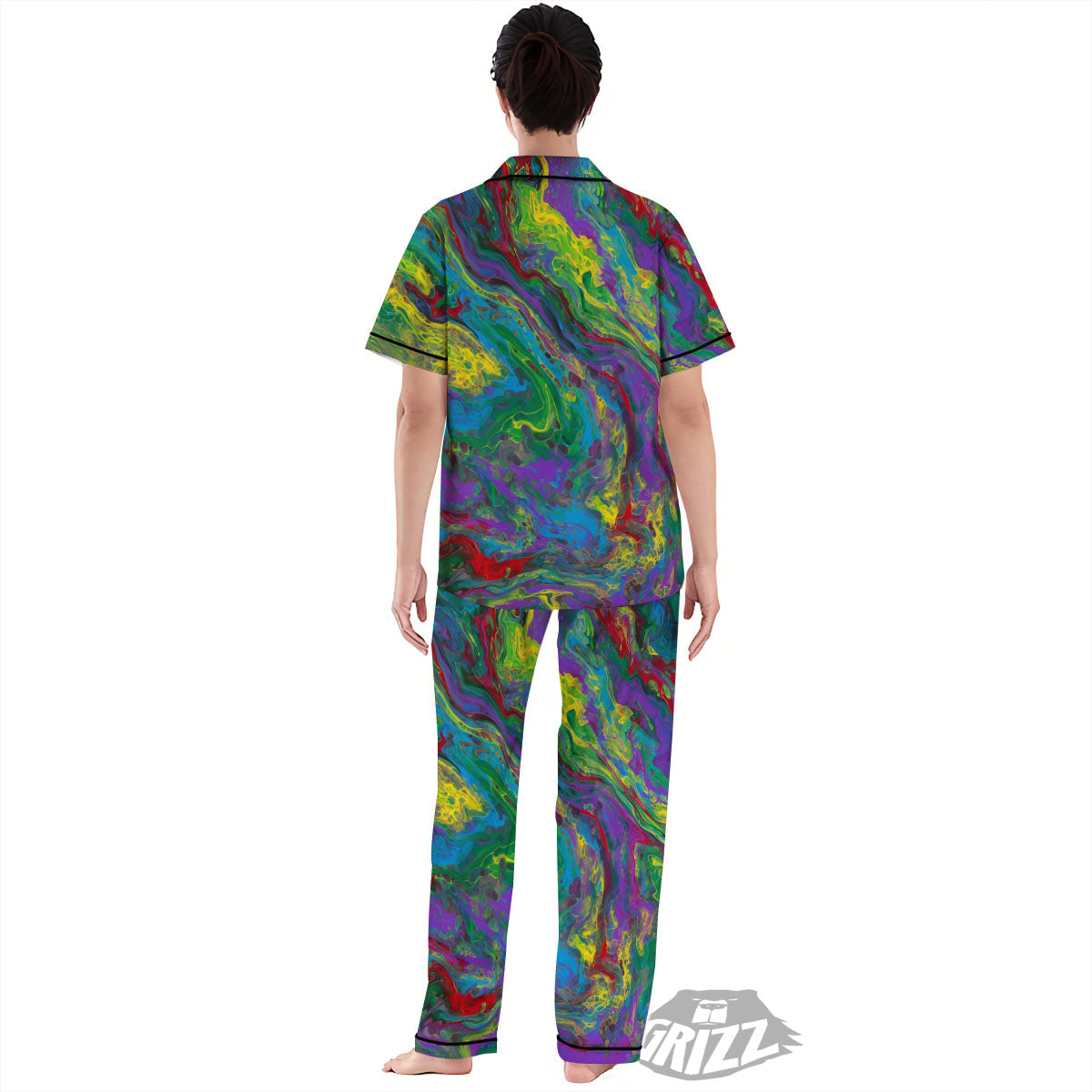 Psychedelic Abstract Print Women's Pajamas Set-grizzshop