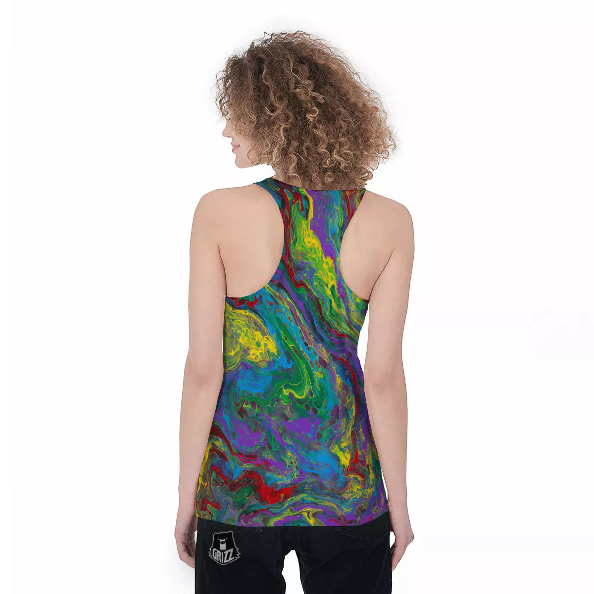 Psychedelic Abstract Print Women's Racerback Tank Top-grizzshop