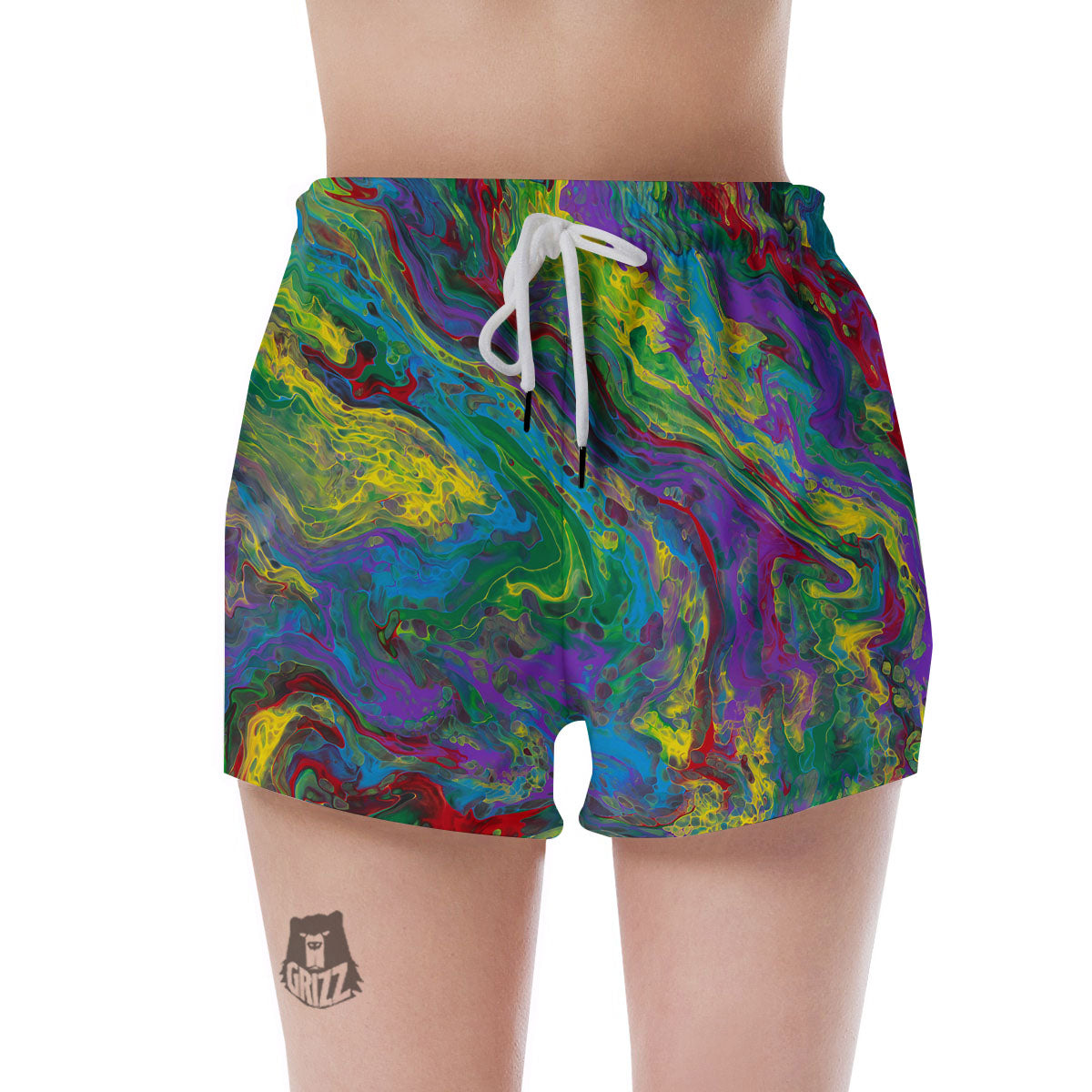 Psychedelic Abstract Print Women's Shorts-grizzshop