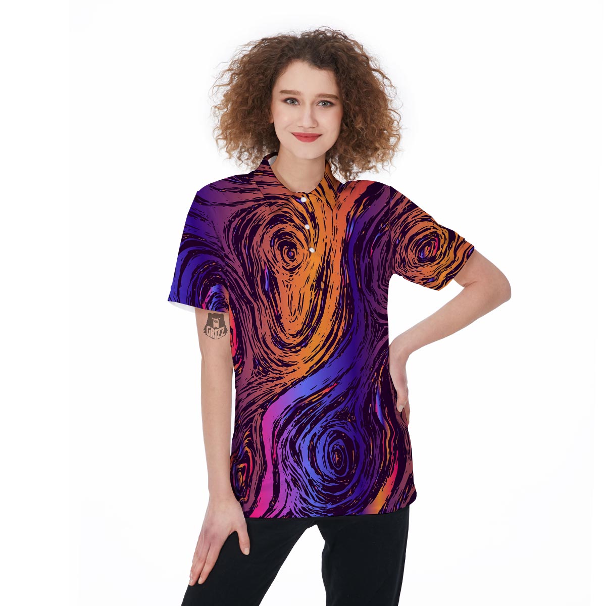 Psychedelic Abstract Women's Golf Shirts-grizzshop