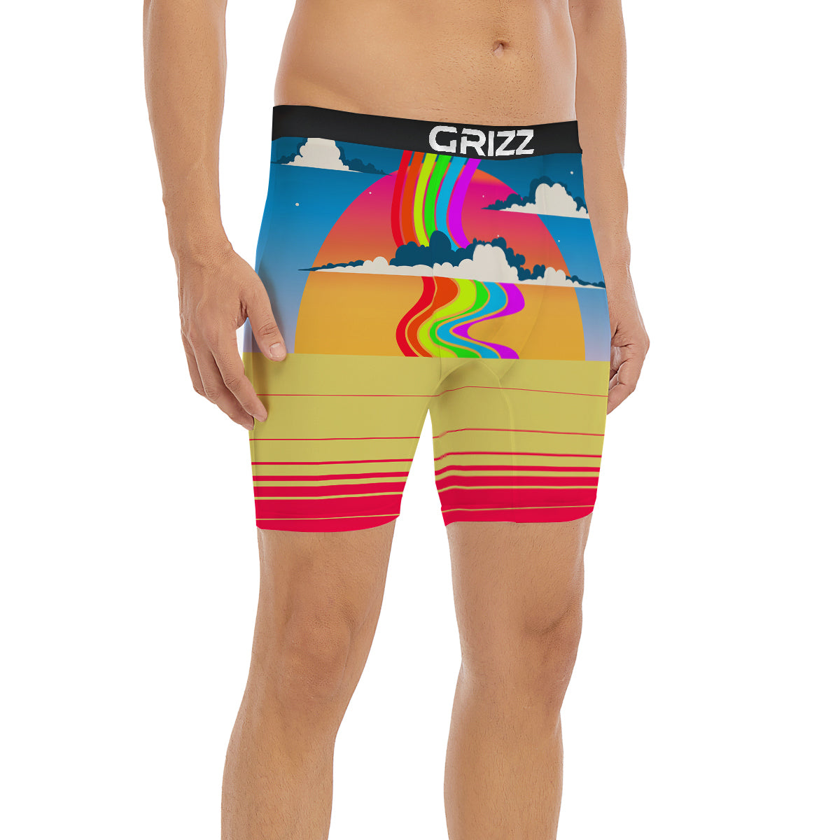 Psychedelic And Gradient Sky Rainbow Print Boxer Briefs-grizzshop