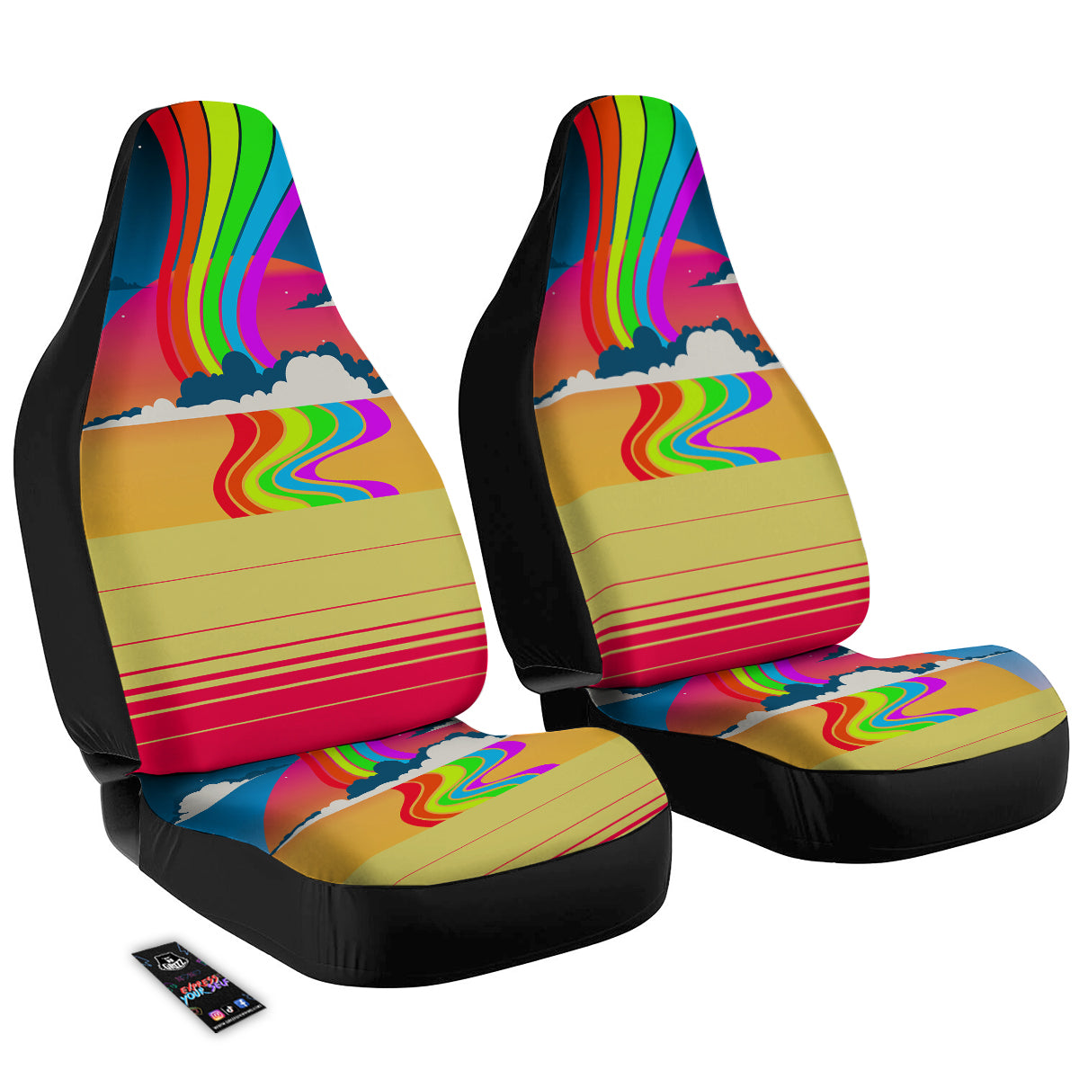 Psychedelic And Gradient Sky Rainbow Print Car Seat Covers-grizzshop