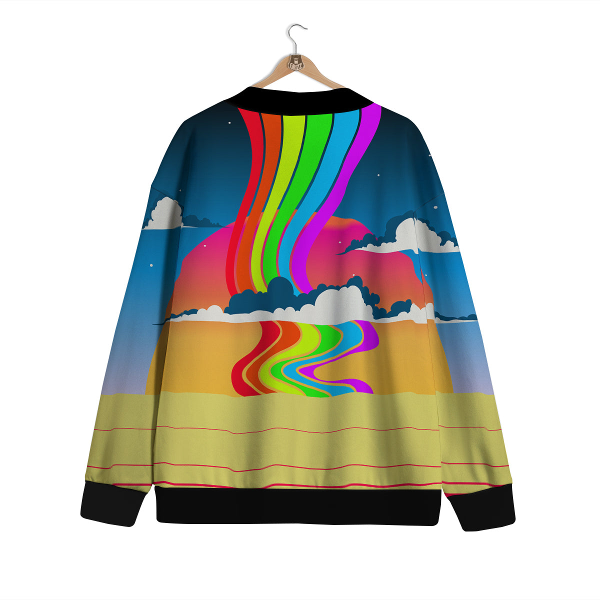 Psychedelic And Gradient Sky Rainbow Print Cardigan-grizzshop