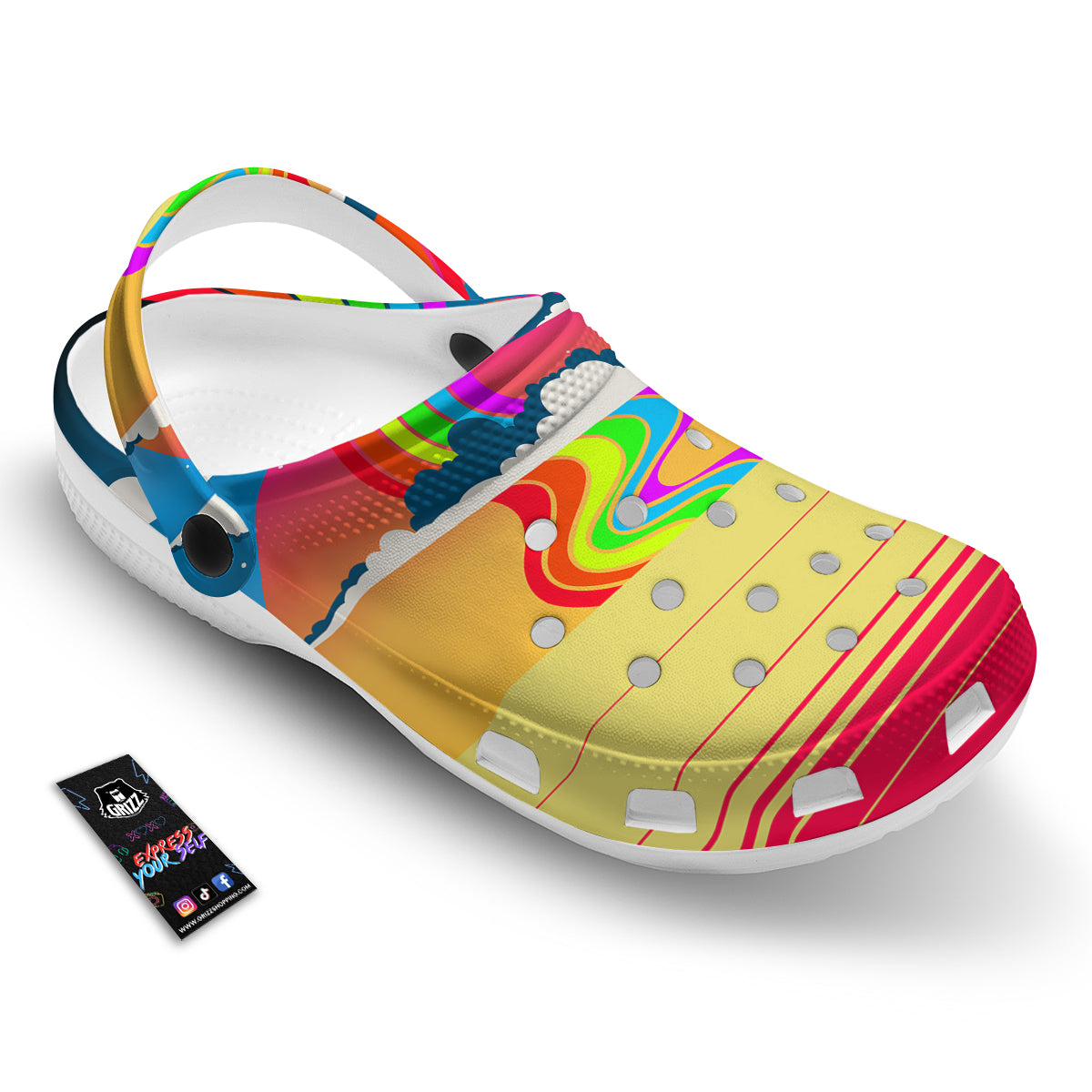 Psychedelic And Gradient Sky Rainbow Print Clog-grizzshop