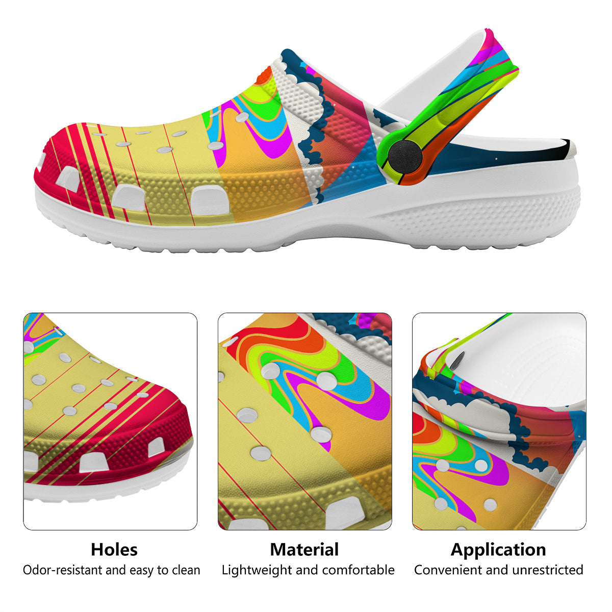 Psychedelic And Gradient Sky Rainbow Print Clog-grizzshop