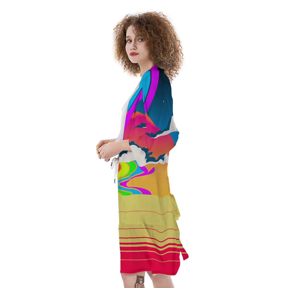 Psychedelic And Gradient Sky Rainbow Print Kimono-grizzshop