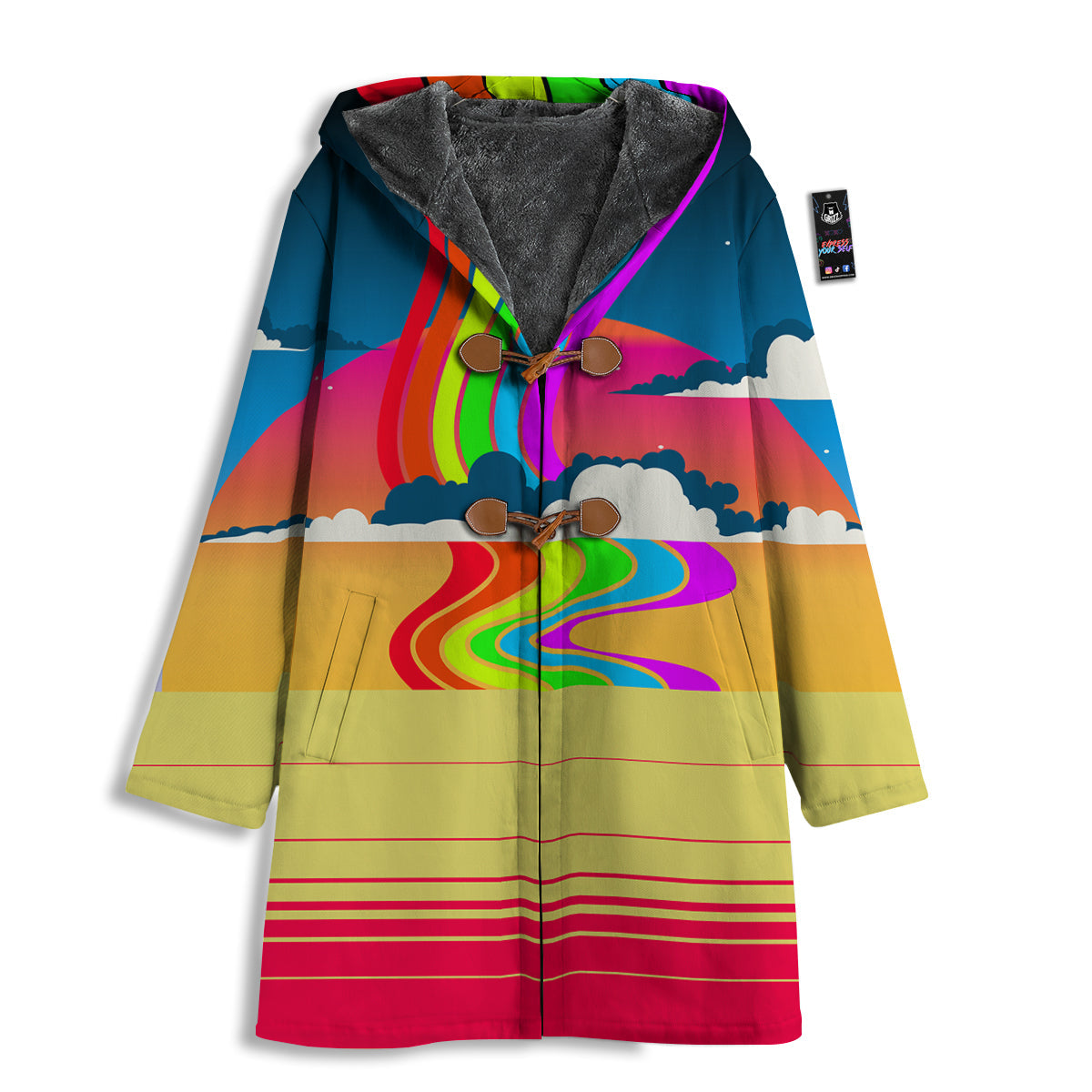 Psychedelic And Gradient Sky Rainbow Print Men's Windbreaker Jacket-grizzshop