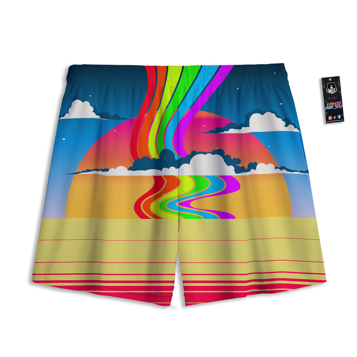 Pyramid Golden Print Mesh Shorts