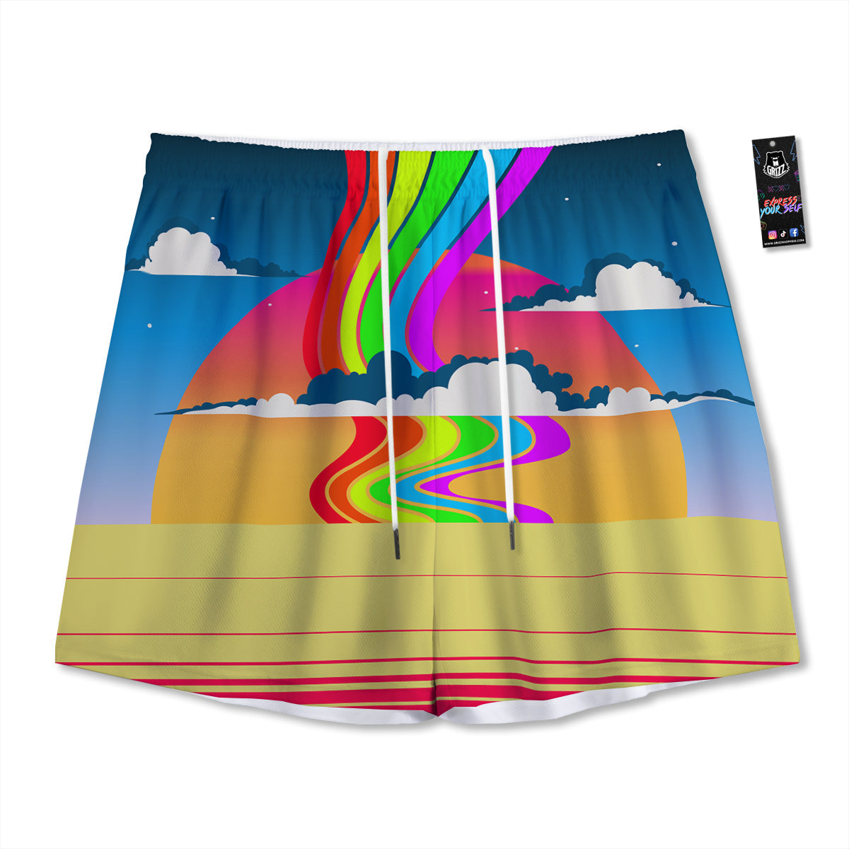 Pyramid Golden Print Mesh Shorts