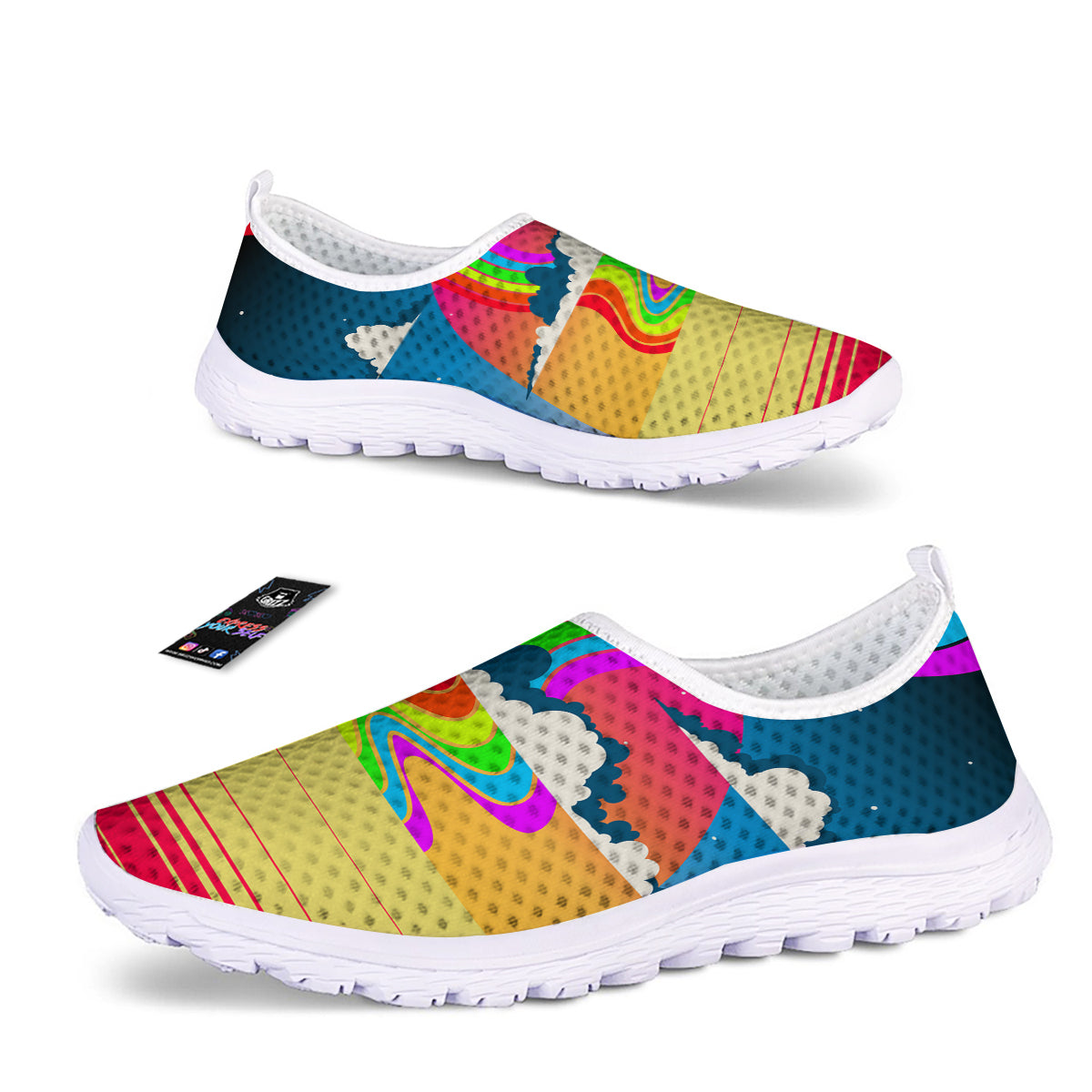 Psychedelic And Gradient Sky Rainbow Print Nurse Shoes-grizzshop