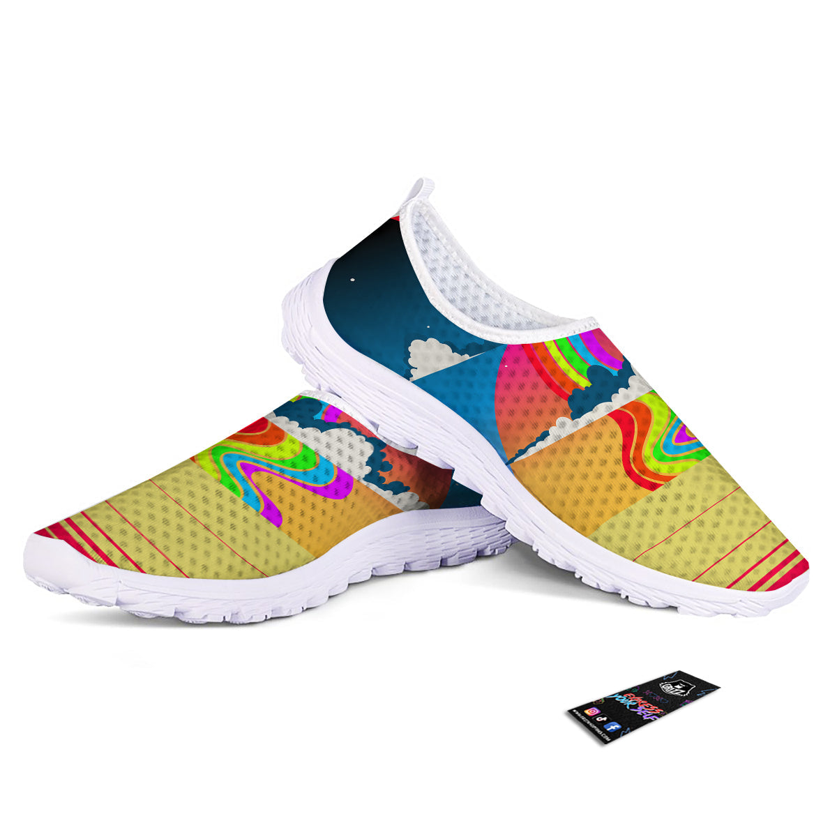 Psychedelic And Gradient Sky Rainbow Print Nurse Shoes-grizzshop