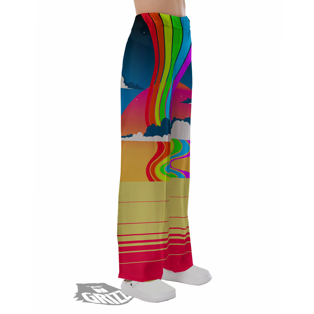 Psychedelic And Gradient Sky Rainbow Print Pajama Pants-grizzshop