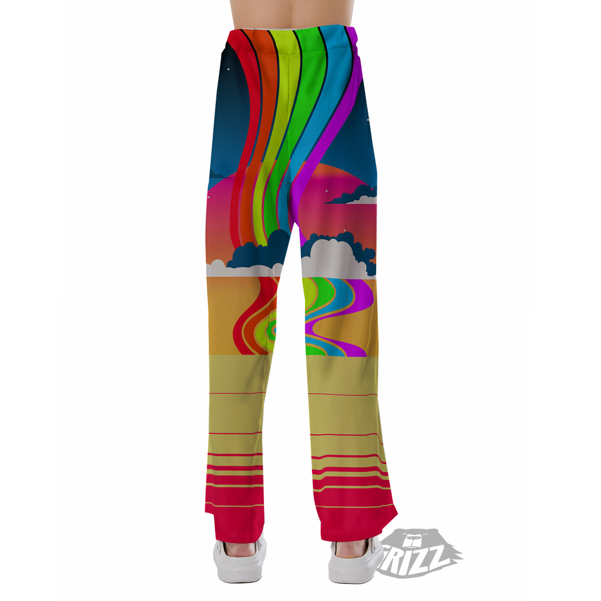 Psychedelic And Gradient Sky Rainbow Print Pajama Pants-grizzshop