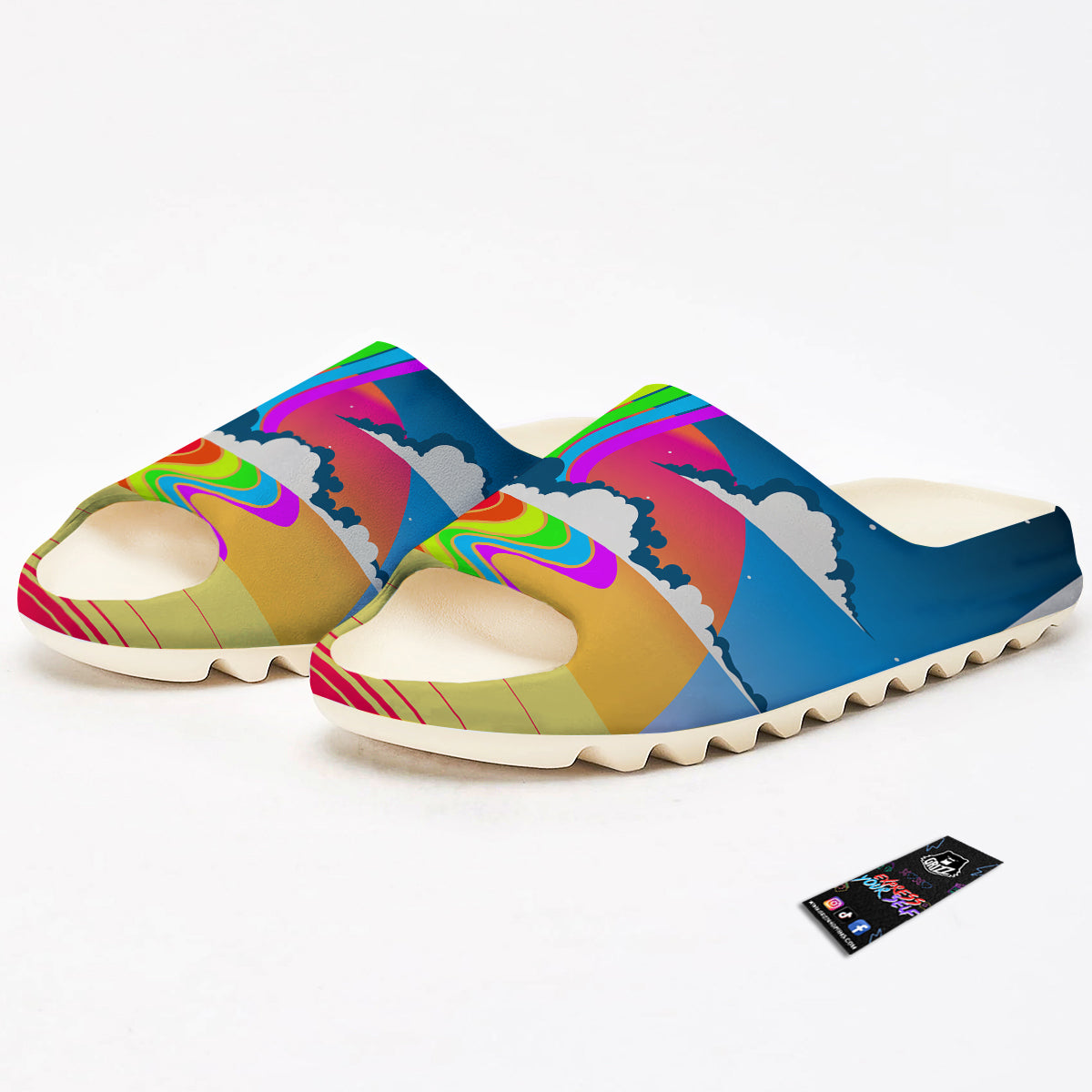 Psychedelic And Gradient Sky Rainbow Print Sandals-grizzshop