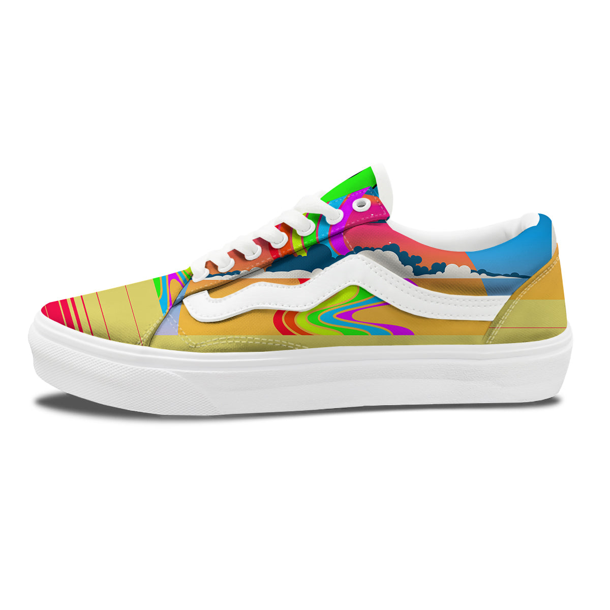 Psychedelic And Gradient Sky Rainbow Print Skate Shoes-grizzshop
