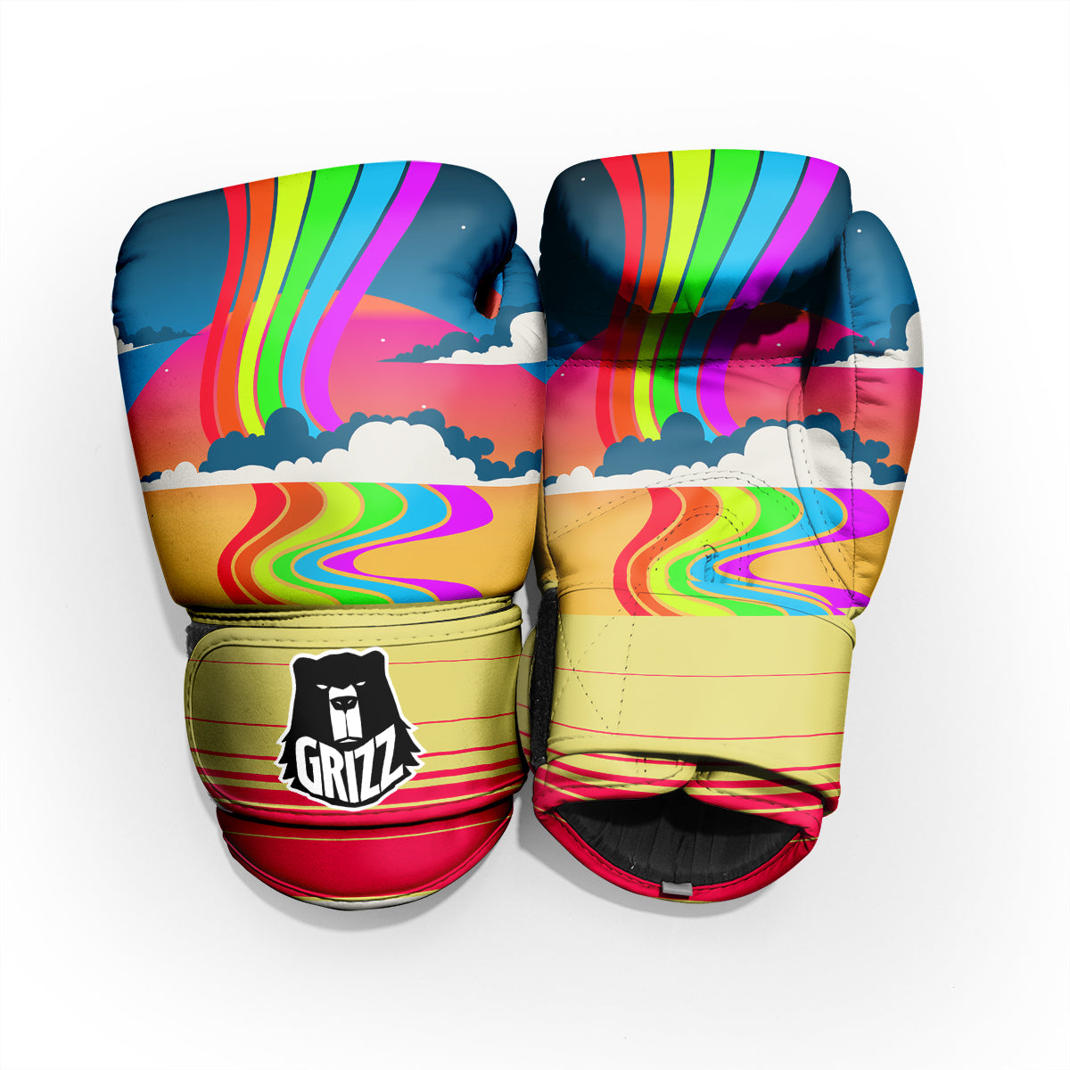 Psychedelic And Gradient Sky Rainbow Print Pro Boxing Glove