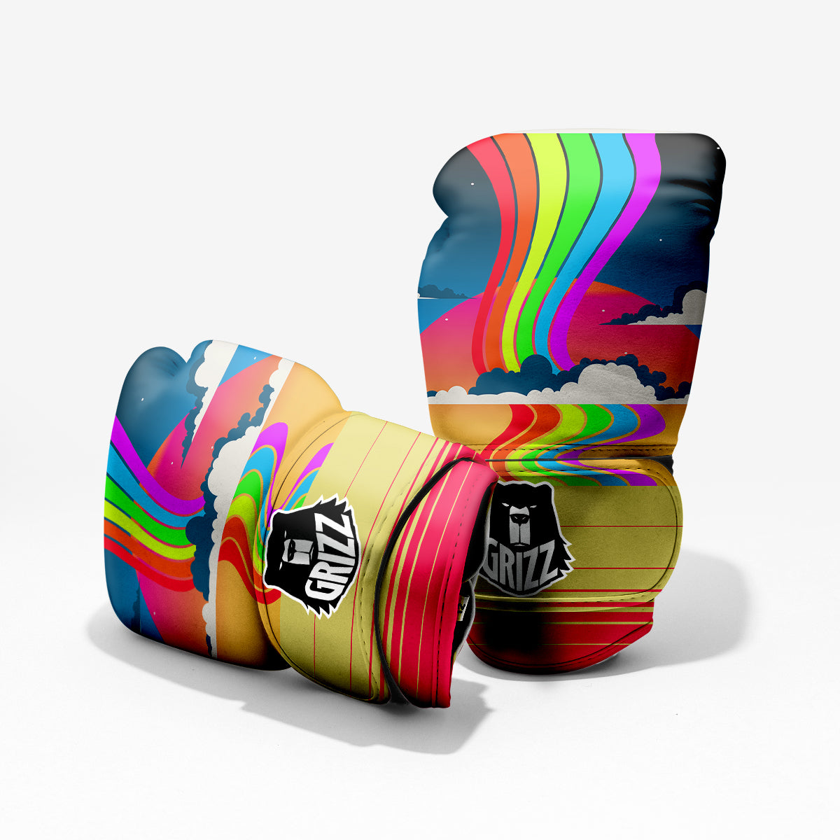 Psychedelic And Gradient Sky Rainbow Print Pro Boxing Glove
