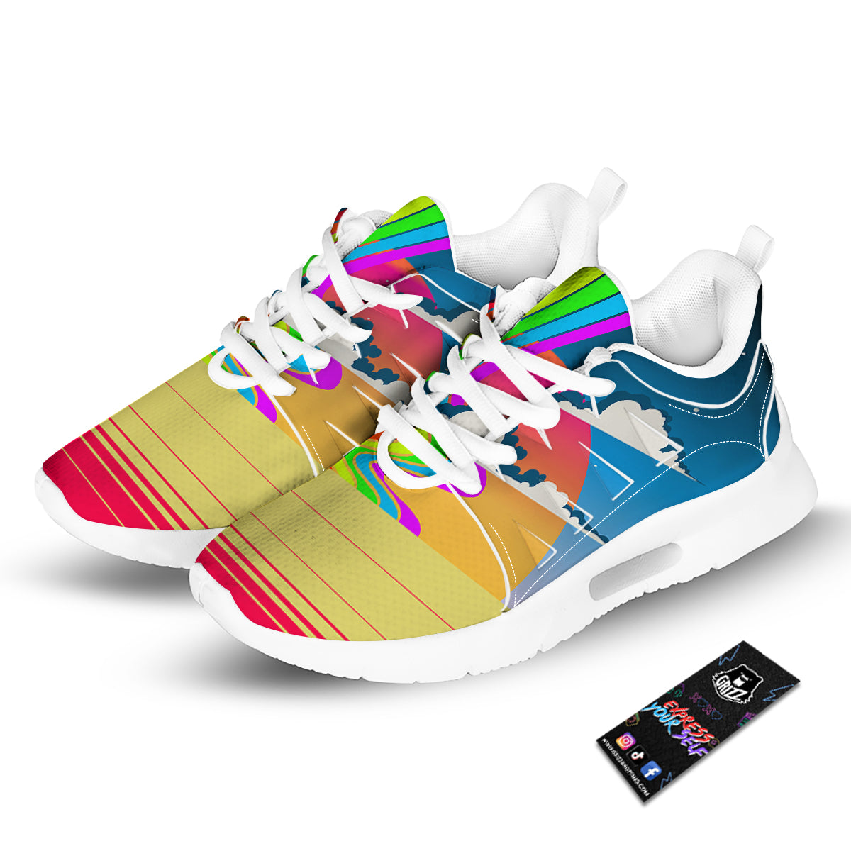 Psychedelic And Gradient Sky Rainbow Print Tennis Shoes-grizzshop