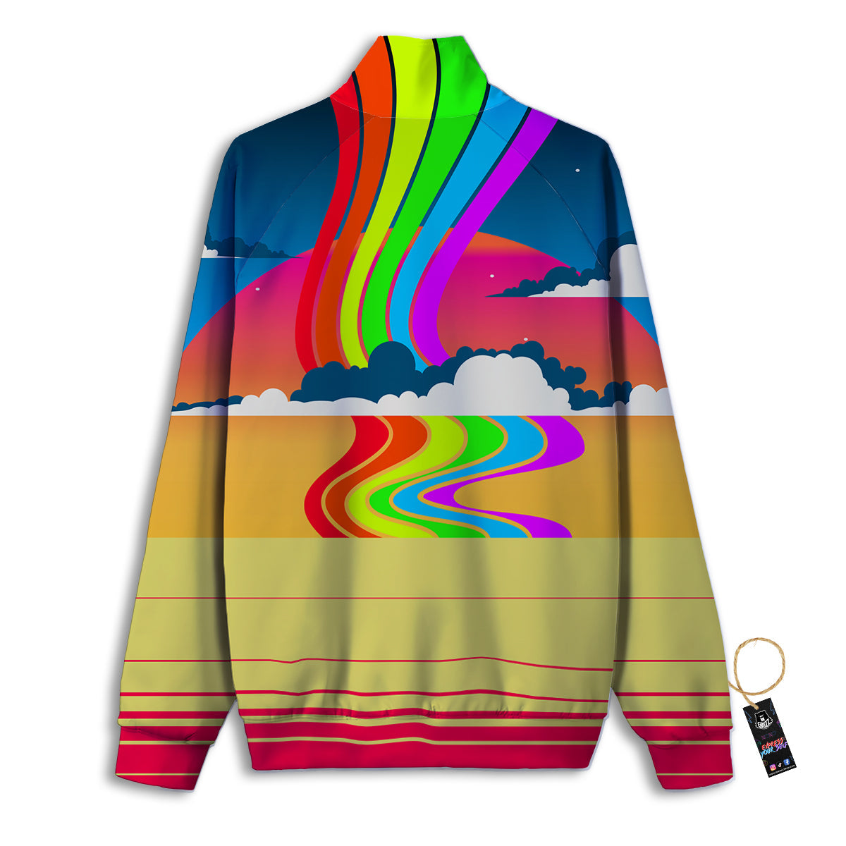 Psychedelic And Gradient Sky Rainbow Print Track Jacket-grizzshop