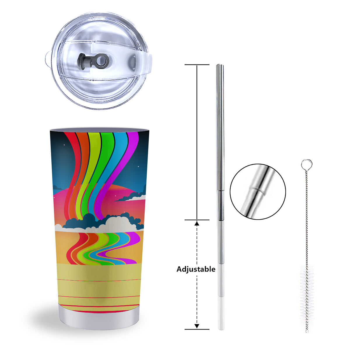 Psychedelic And Gradient Sky Rainbow Print Tumbler-grizzshop