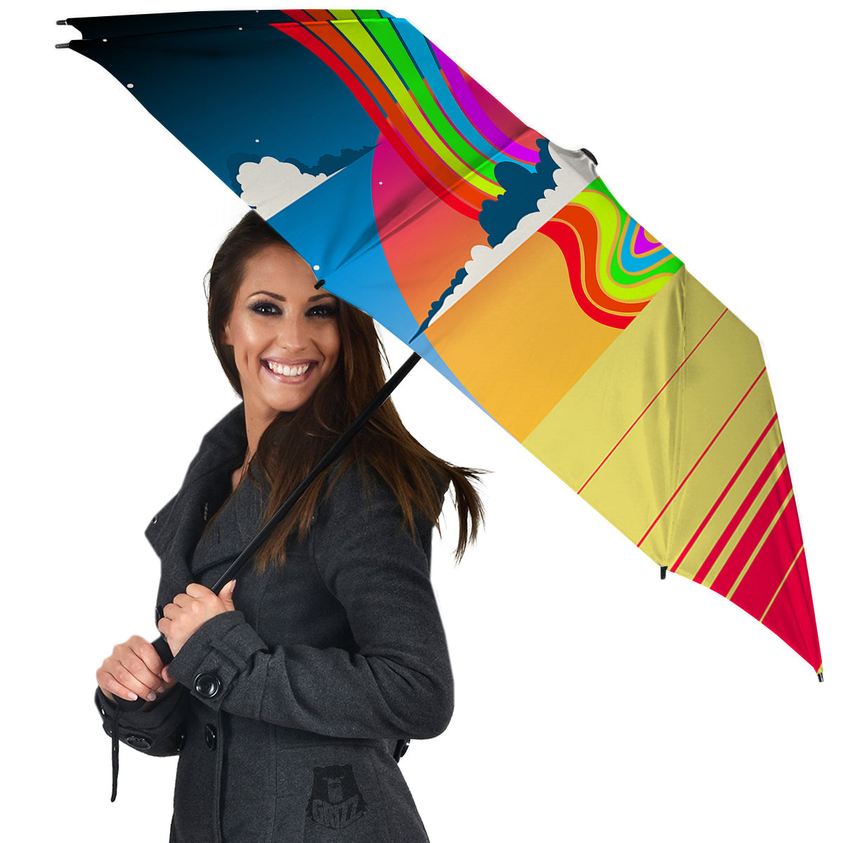 Psychedelic And Gradient Sky Rainbow Print Umbrella-grizzshop