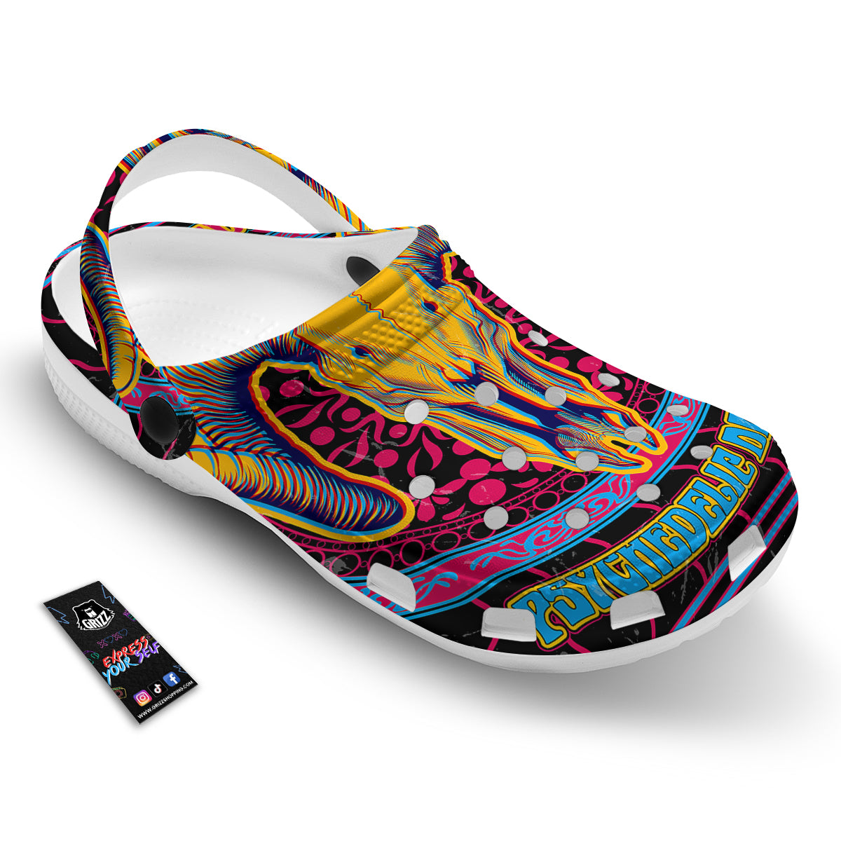 Psychedelic And Ram Skull Print Clog-grizzshop