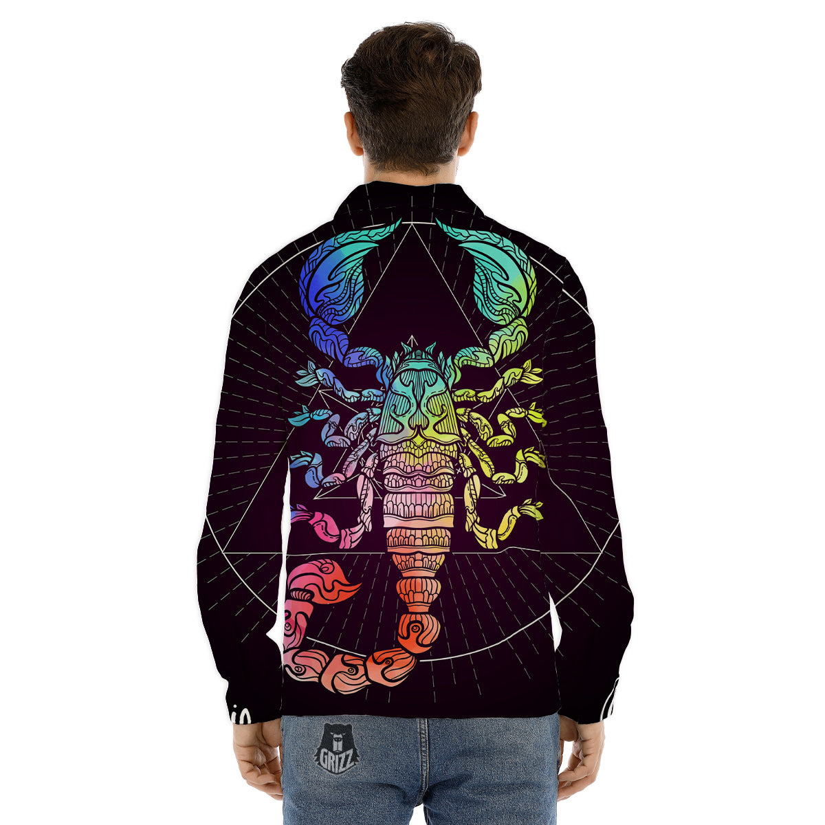 Psychedelic And Ram Skull Print Men's Dress Shirts-grizzshop