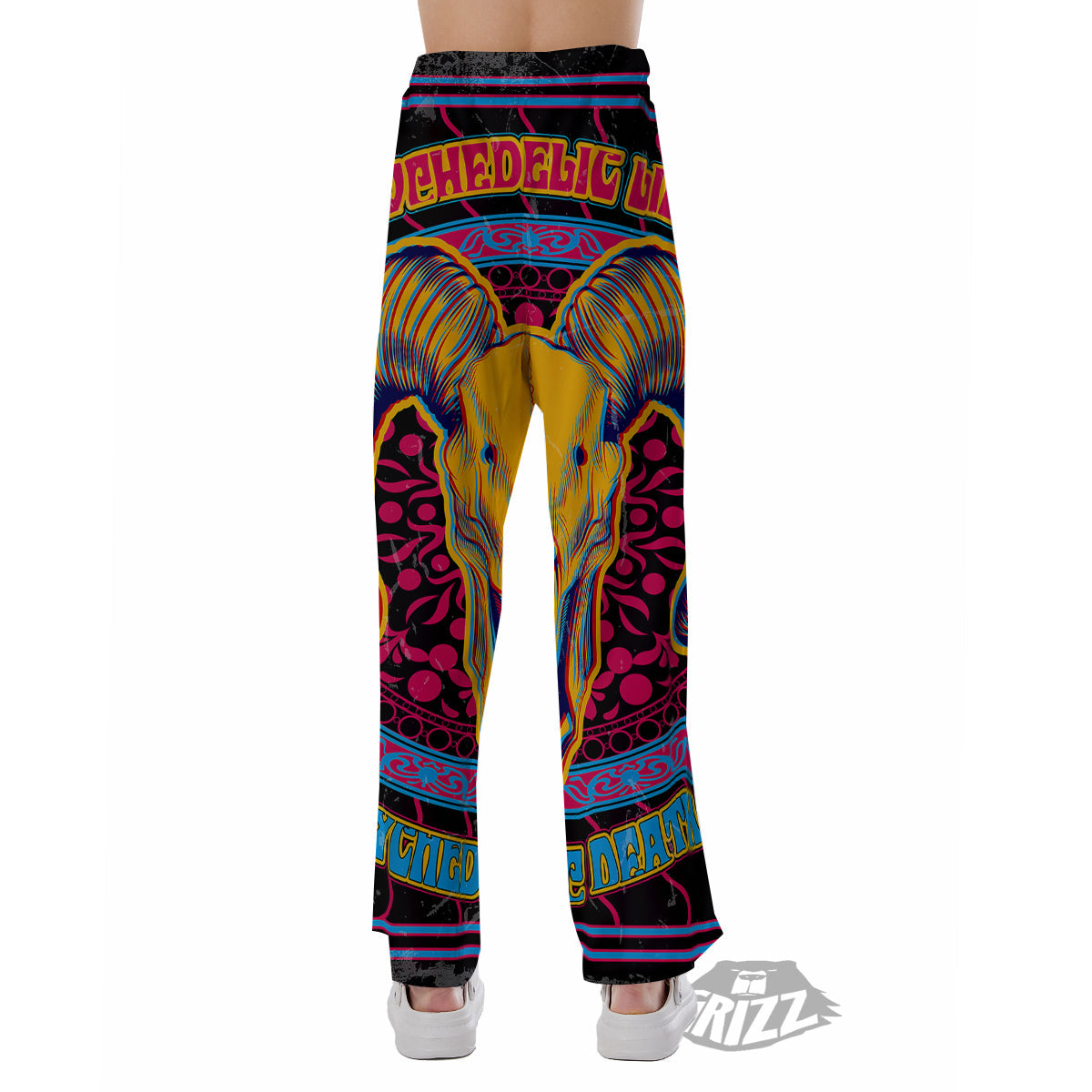 Psychedelic And Ram Skull Print Pajama Pants-grizzshop
