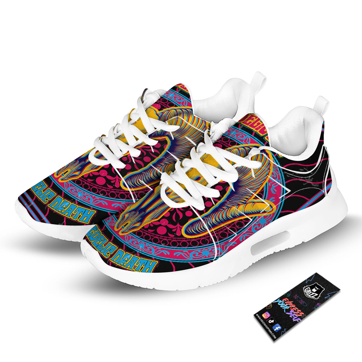 Psychedelic And Ram Skull Print Tennis Shoes-grizzshop
