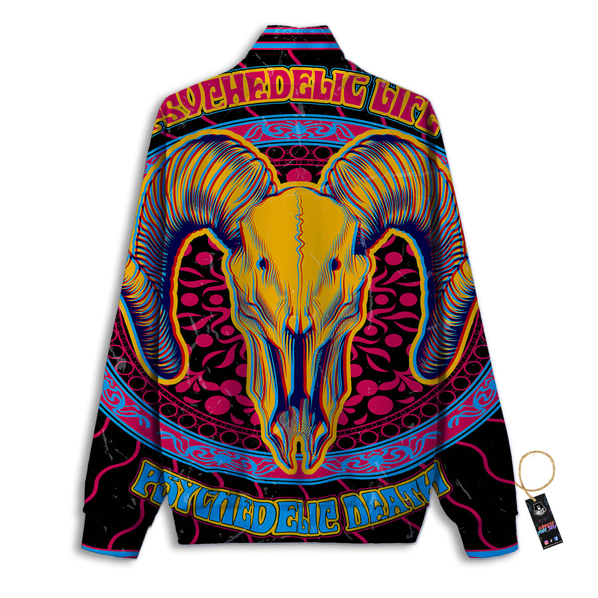 Psychedelic And Ram Skull Print Track Jacket-grizzshop