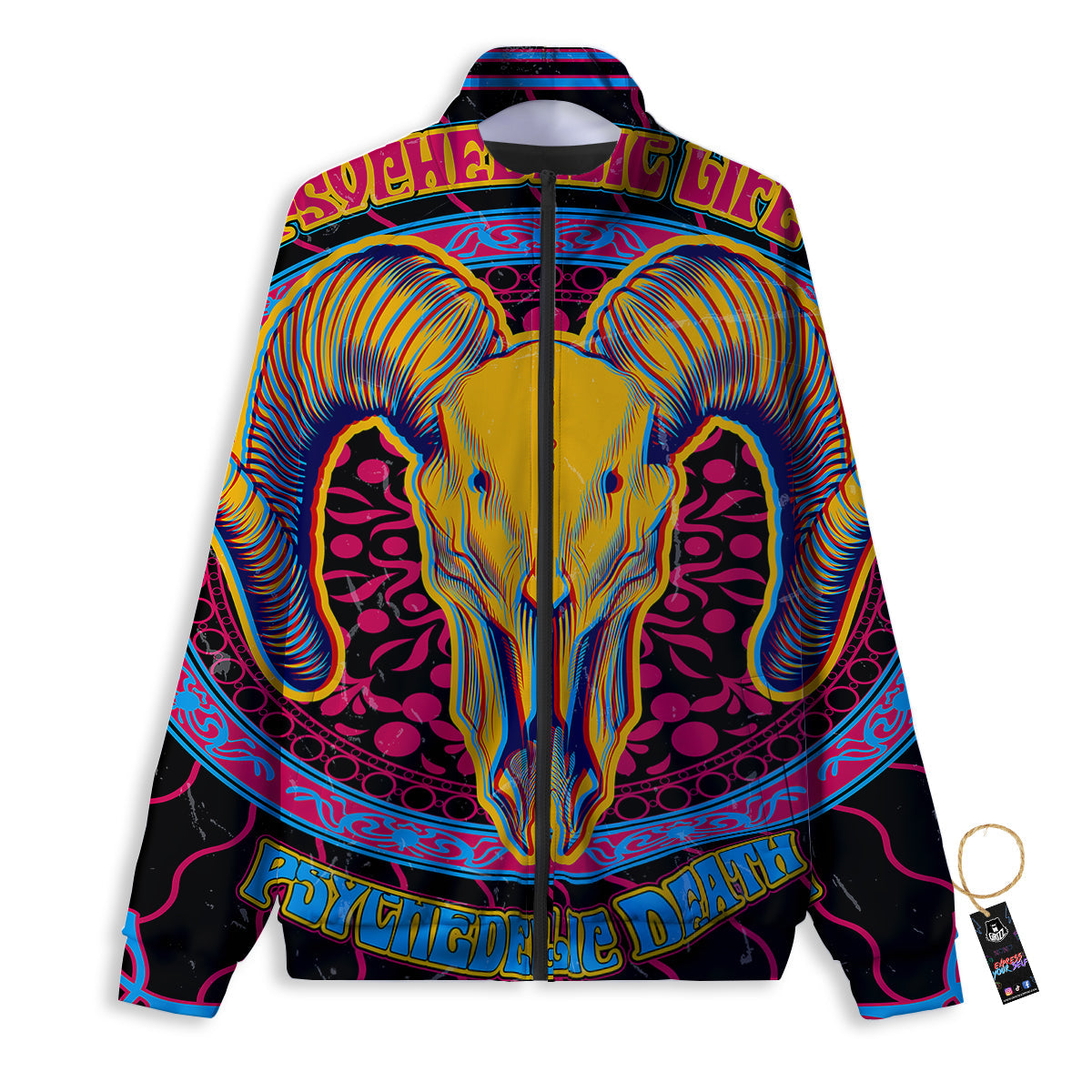 Psychedelic And Ram Skull Print Track Jacket-grizzshop