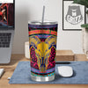 Psychedelic And Ram Skull Print Tumbler-grizzshop