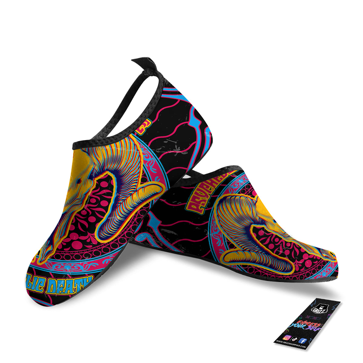 Psychedelic And Ram Skull Print Water Shoes-grizzshop