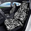 Psychedelic Black And White Skull Print Car Seat Covers-grizzshop