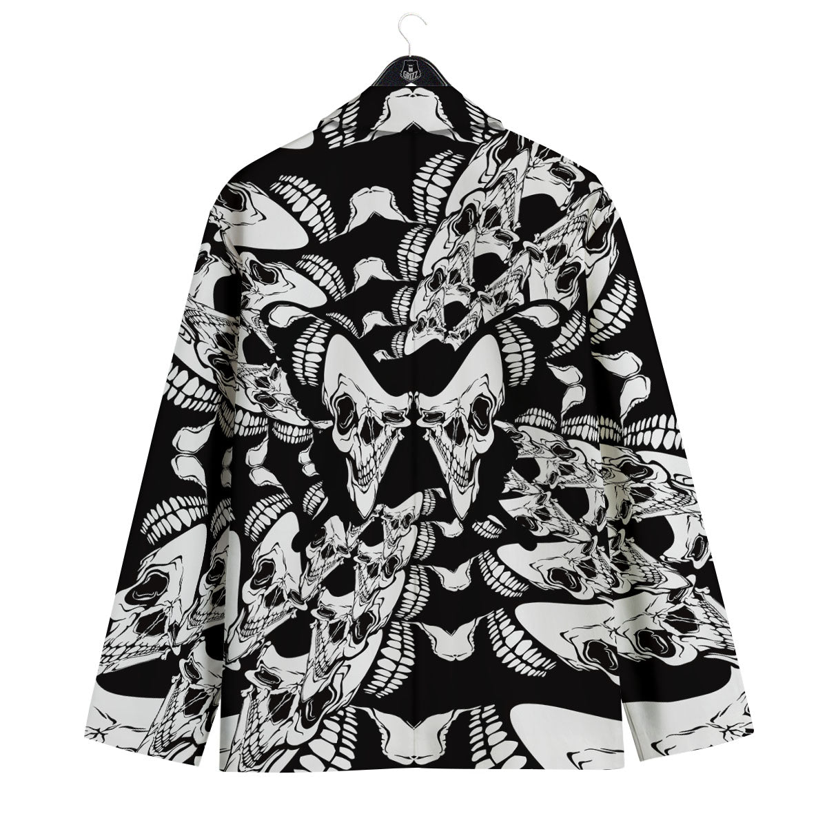 Psychedelic Black And White Skull Print Men's Sport Coat-grizzshop