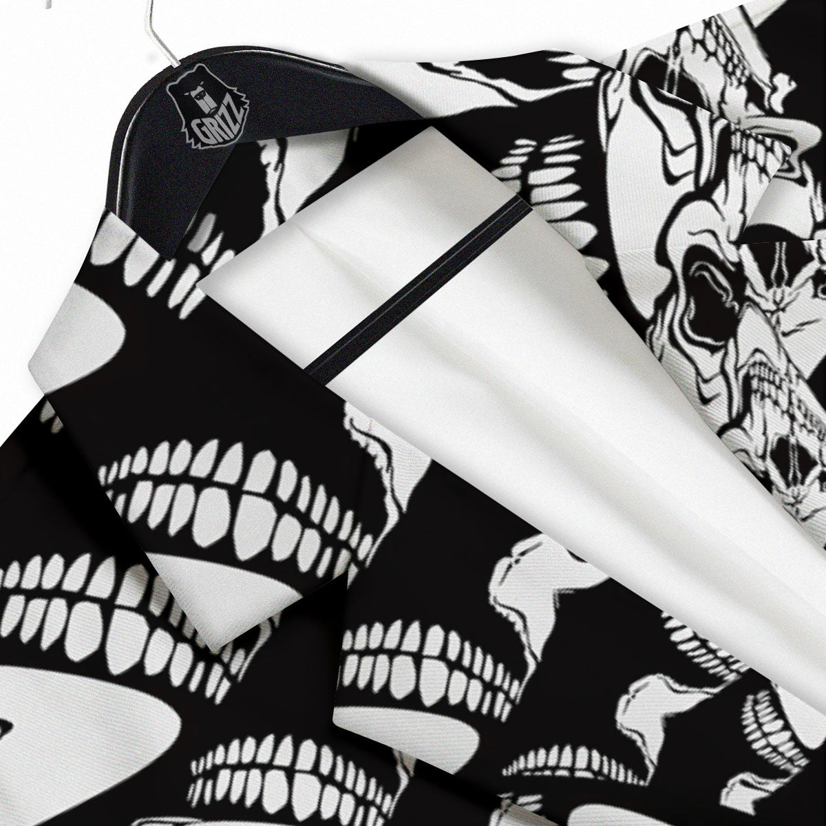 Psychedelic Black And White Skull Print Men's Sport Coat-grizzshop