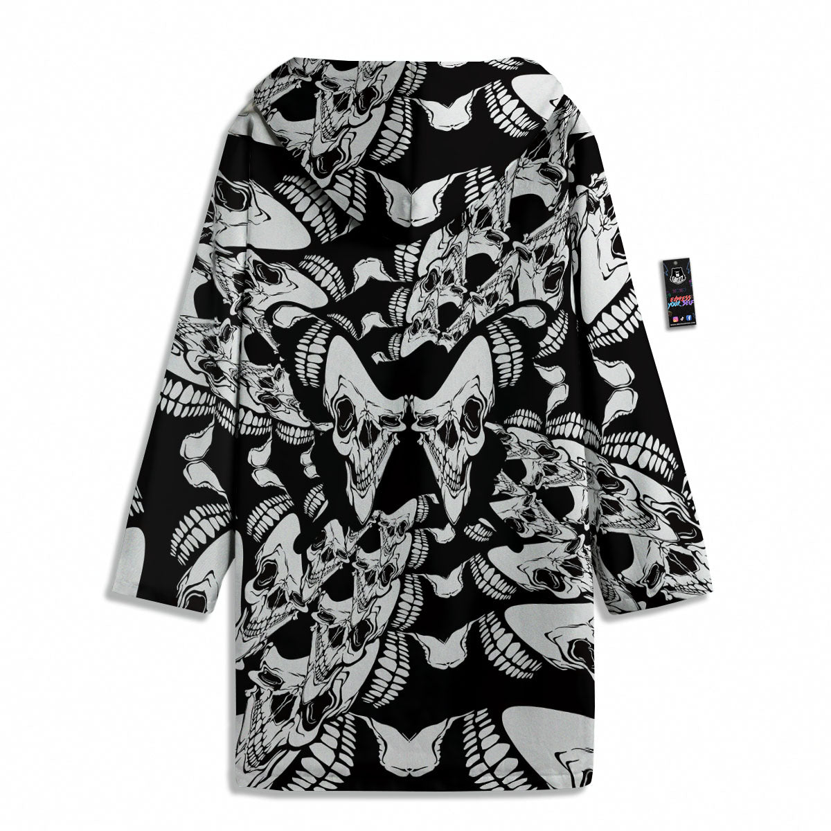 Psychedelic Black And White Skull Print Men's Windbreaker Jacket-grizzshop