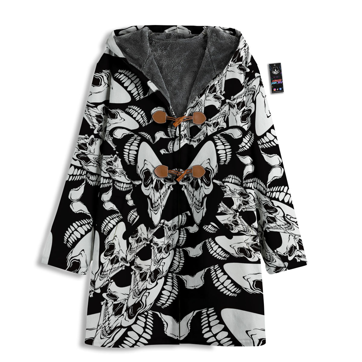 Psychedelic Black And White Skull Print Men's Windbreaker Jacket-grizzshop