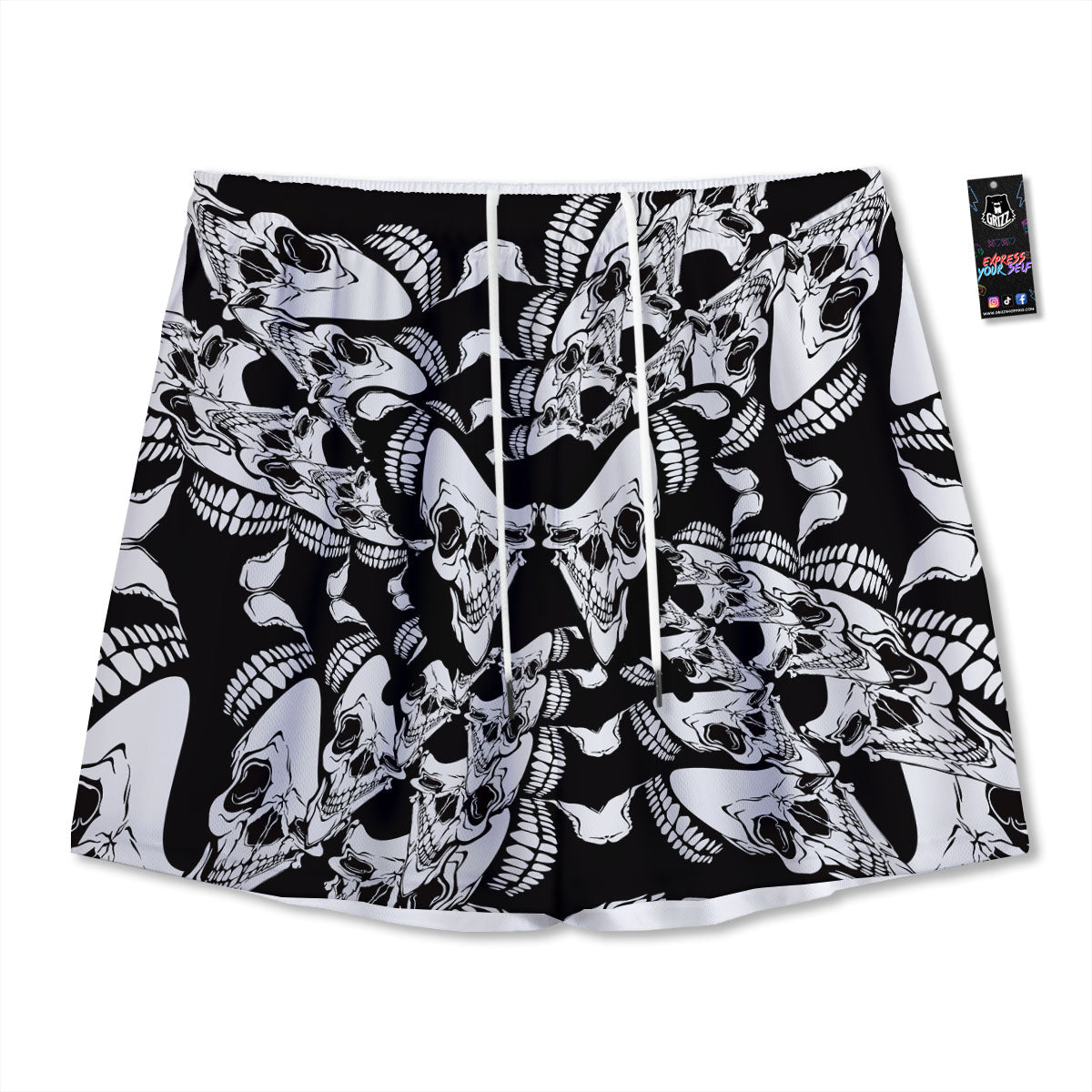 Portrait Wolf Galaxy Print Mesh Shorts