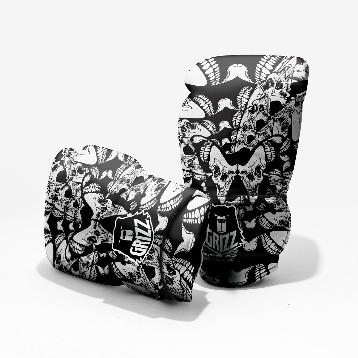 Psychedelic Black And White Skull Print Pro Boxing Glove