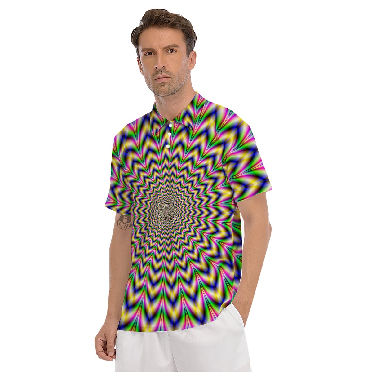 Psychedelic Blue Optical illusion Men's Golf Shirts-grizzshop