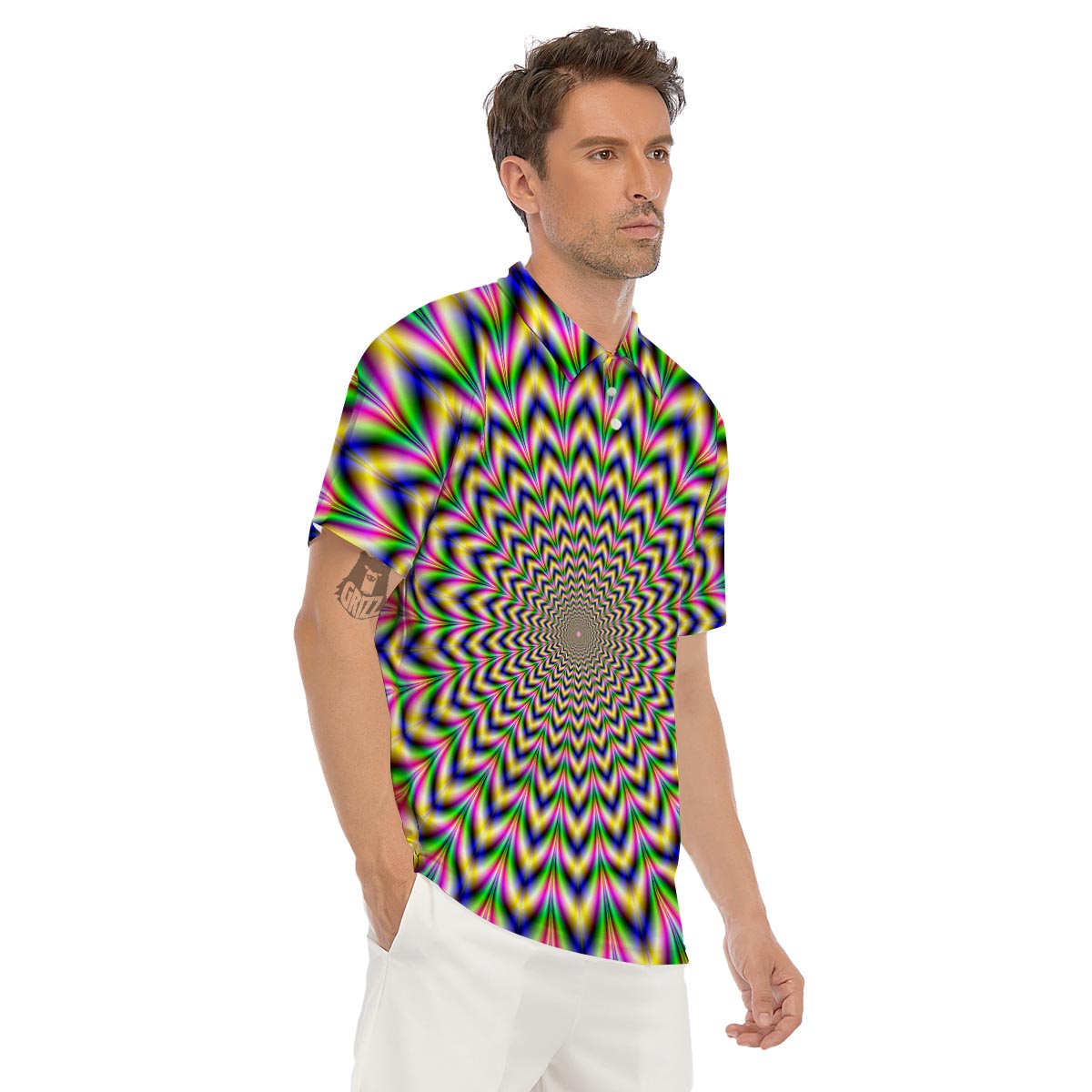 Psychedelic Blue Optical illusion Men's Golf Shirts-grizzshop