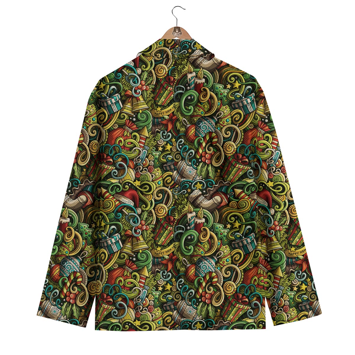 Psychedelic Christmas Pattern Print Men's Blazer-grizzshop