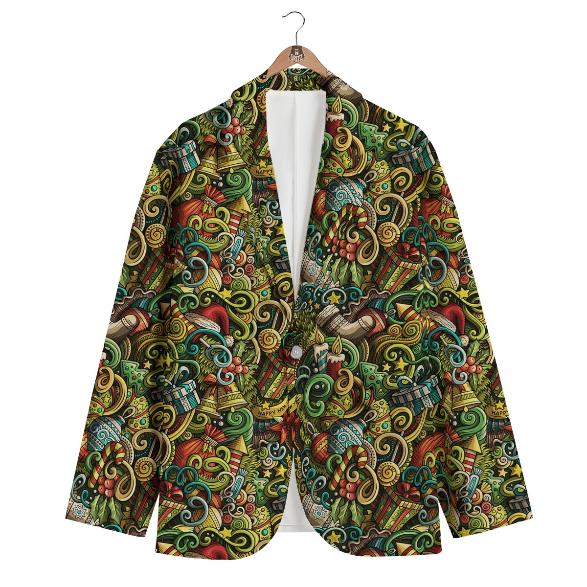 Psychedelic Christmas Pattern Print Men's Blazer-grizzshop